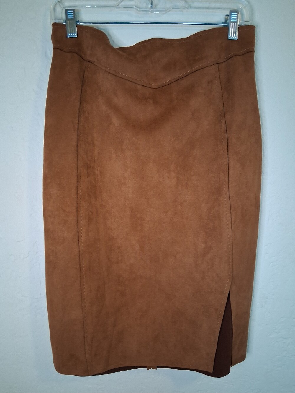 Western Brown Faux Suede Pencil Skirt - Classic Women's Skirt Size Large